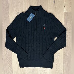 Men's Polo Ralph Lauren 1/4 Zip Cable Knit Sweater, New with Tags - Size Large